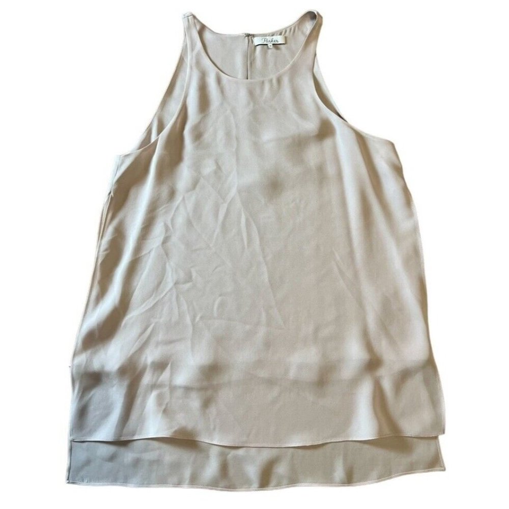 Parker Size Medium Beige Silk Party Cocktail Mini‎ Slip Dress Formal